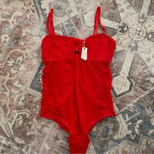 We Are HAH Hot As Hell Free People Under The Wire Bodysuit Small New Red